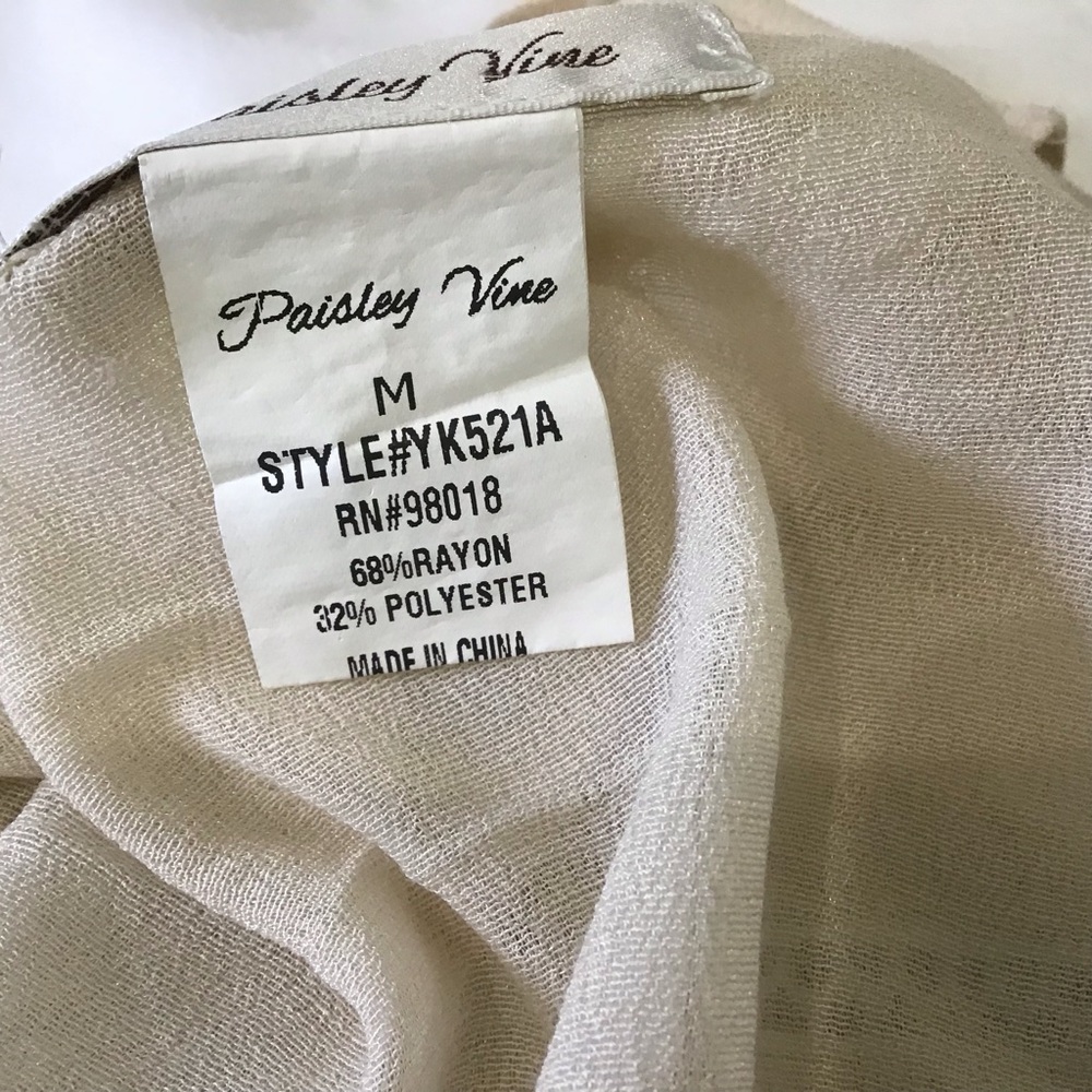 ☁️ Sheer Cream Cardigan / Vest — Elegant & Lightweight size Medium - Picture 4 of 5
